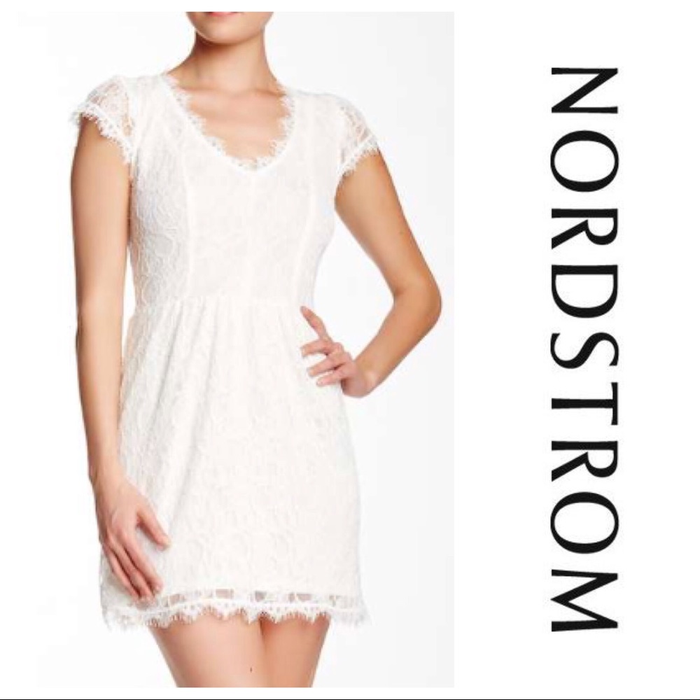 NEW OOTD lace cap sleeve shirt back dress M